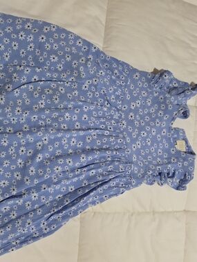 Blue Daisy Print Girls' Dress